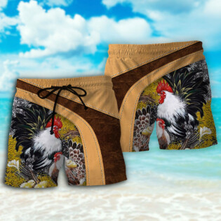 Chicken An Old Rooster And His Cute Chick - Beach Short - Owl Ohh - Owl Ohh