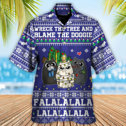 Cat Wreck The Tree Meowy Christmas Style - Hawaiian Shirt - Owl Ohh - Owl Ohh