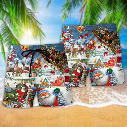 Christmas Say Hi From Santa's Sleigh - Beach Short - Owl Ohh - Owl Ohh