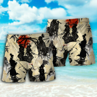 Samurai Mountain Sketch Art - Beach Short - Owl Ohh - Owl Ohh