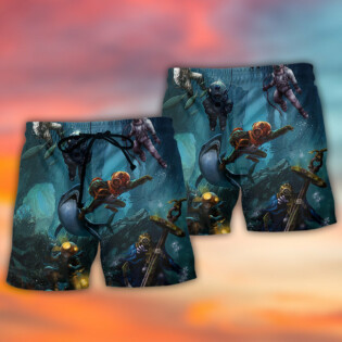 Diving Under The Blue Sea Art Style - Beach Short - Owl Ohh - Owl Ohh