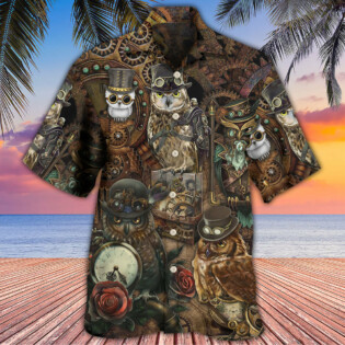 Owl Steampunk Retro Style - Hawaiian Shirt - Owl Ohh - Owl Ohh