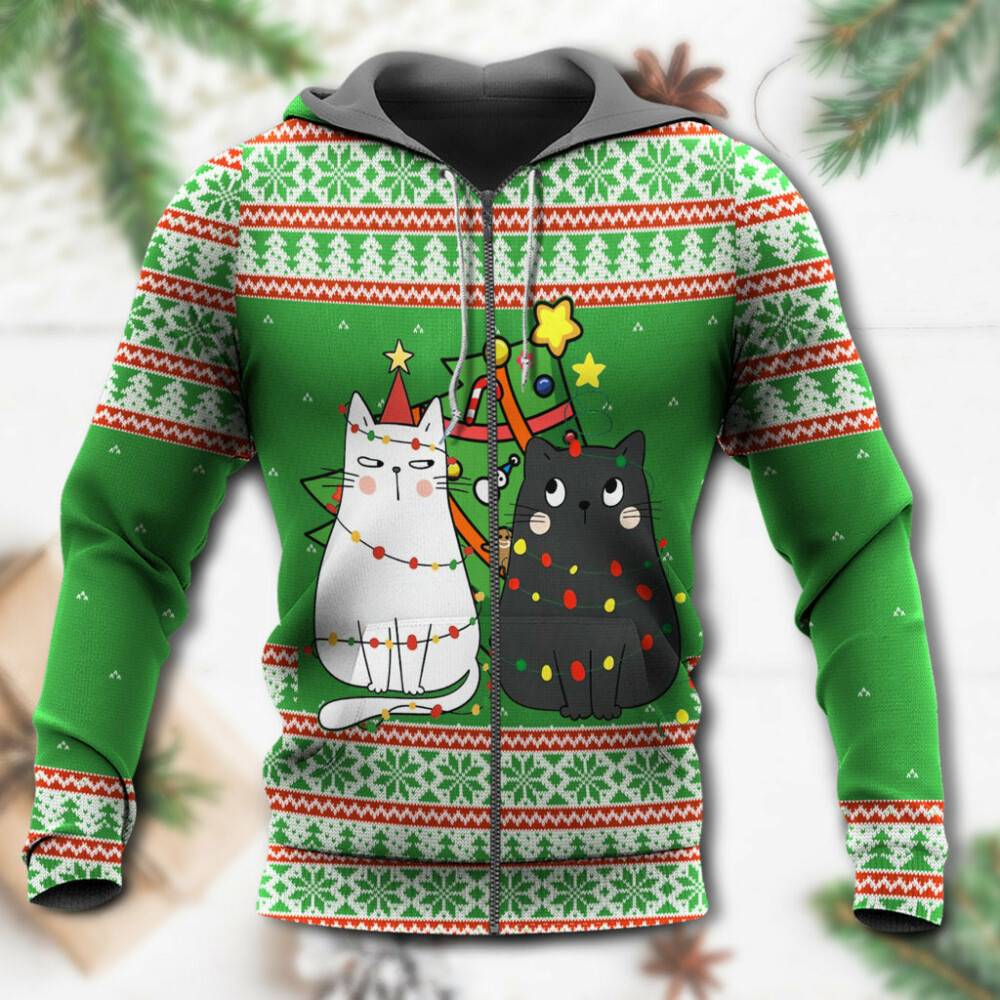 Cat Wreck The Tree Meowy Christmas - Hoodie - Owl Ohh - Owl Ohh