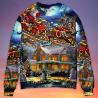 Christmas Santa Claus Snowman Family In Love Light Art Style - Sweater - Ugly Christmas Sweaters - Owl Ohh - Owl Ohh
