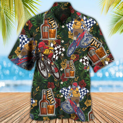 Wine I Like Rum And Mountain Biking - Hawaiian Shirt - Owl Ohh - Owl Ohh