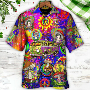 Hippie Mushroom Peace Life Be Hippie Amazing Style - Hawaiian Shirt - Owl Ohh - Owl Ohh
