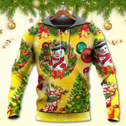 Christmas Funny Snowman Happy Christmas Tree Yellow Light - Hoodie - Owl Ohh - Owl Ohh