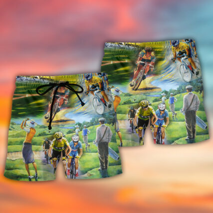 Cycling And Golf Lover Abstract Painting - Beach Short - Owl Ohh - Owl Ohh