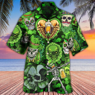 Skull St Patricks Day Art - Hawaiian Shirt - Owl Ohh - Owl Ohh
