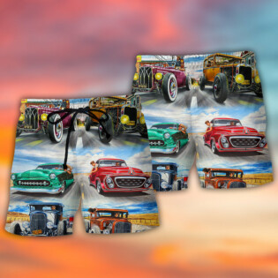 Hot Rod Racing Lover Cool Art Style - Beach Short - Owl Ohh - Owl Ohh