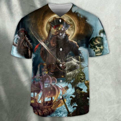 Pirate Skull Pirates Love Ocean - Baseball Jersey - Owl Ohh