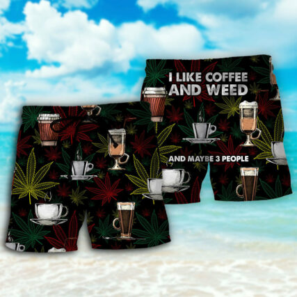 Coffee I Like Coffee And Weed - Beach Short - Owl Ohh - Owl Ohh