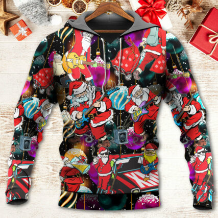 Christmas Guitar Music And Santa Merry Very Xmas - Hoodie - Owl Ohh - Owl Ohh