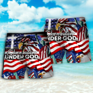 America Independence Day US One Nation Under God - Beach Short - Owl Ohh - Owl Ohh