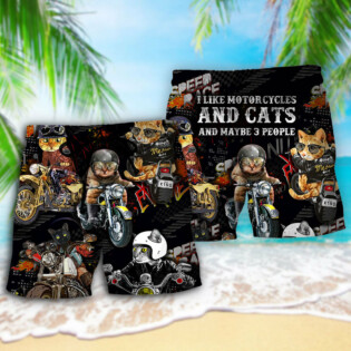Motorcycle I Like Motocycles And Cats - Beach Short - Owl Ohh - Owl Ohh