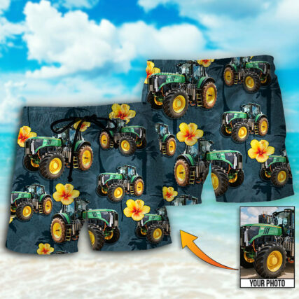 Tractor Lover Tropical Custom Photo - Beach Short - Owl Ohh - Owl Ohh