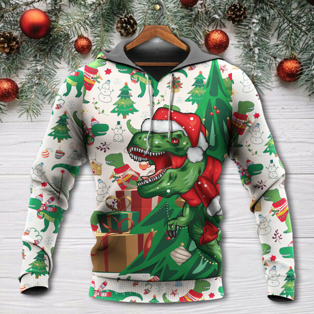 Christmas Dinosaurs Xmas Tree T-rex Merry Rexmas - Hoodie - Owl Ohh - Owl Ohh