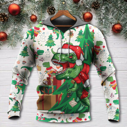 Christmas Dinosaurs Xmas Tree T-rex Merry Rexmas - Hoodie - Owl Ohh - Owl Ohh