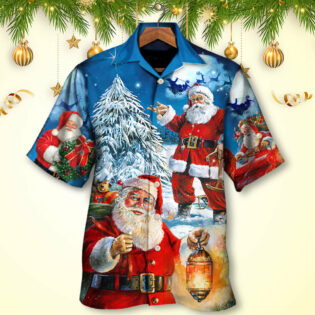 Christmas Santa Claus Story Nights Christmas Is Coming Painting Style - Hawaiian Shirt - Owl Ohh for men and women, kids - Owl Ohh