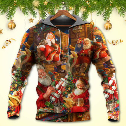 Christmas Funny Santa Claus Gift Xmas Is Coming Art Style - Hoodie - Owl Ohh - Owl Ohh