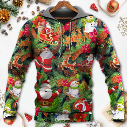 Christmas Santa Snowman Merry Xmas To Everyone - Hoodie - Owl Ohh - Owl Ohh