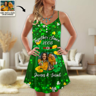 ST Patrick's Day Together Since Couple Gift Custom Photo Personalized - V-neck Sleeveless Cami Dress - Personalized Photo Gifts - Owl Ohh