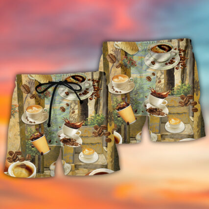 Coffee Morning Vintage Style - Beach Short - Owl Ohh - Owl Ohh