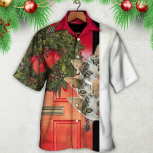 Christmas Cat Looking Forward To Christmas - Hawaiian Shirt - Owl Ohh - Owl Ohh