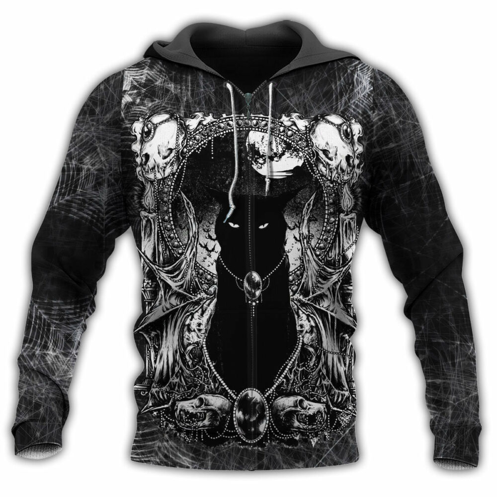 Black Cat Scary Serial Killer Documentaries And Chill - Hoodie - Owl Ohh - Owl Ohh