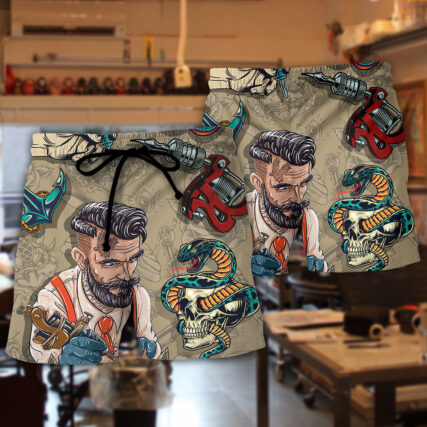 Tattooing Saved Me From Being A Pornstar Funny Tattooed Vintage Style - Beach Short - Owl Ohh-Owl Ohh