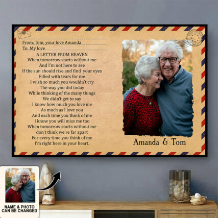 Couple A Letter From Heaven Custom Photo Personalized - Horizontal Poster - Personalized Photo Gifts - Owl Ohh