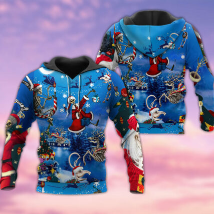 Christmas And Skull Merry Xmas With Moon And Star - Hoodie - Owl Ohh - Owl Ohh