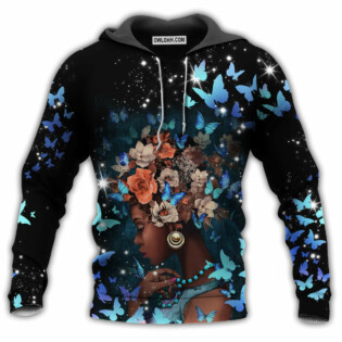 Black Girl And Butterfly Love Flowers - Hoodie - Owl Ohh - Owl Ohh
