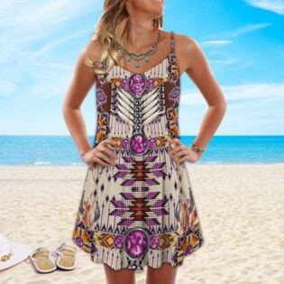 Native Sign Purple Pink Style Summer Vibes - Summer Dress - Owl Ohh - Owl Ohh