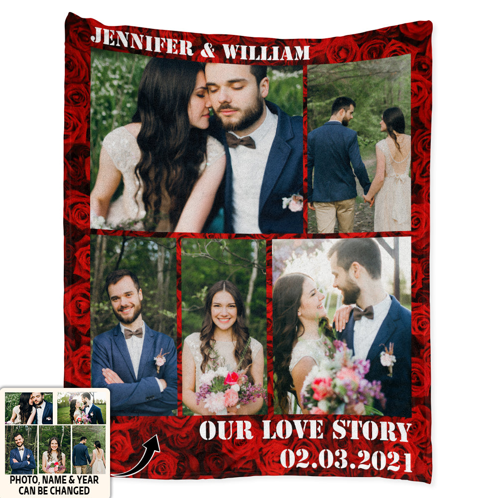 Couple Forever & Always Our Love Story Custom Photo Personalized - Flannel Blanket - Personalized Photo Gifts - Owl Ohh