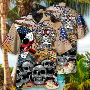 America 2nd Amendment Skull - Hawaiian Shirt - Owl Ohh - Owl Ohh