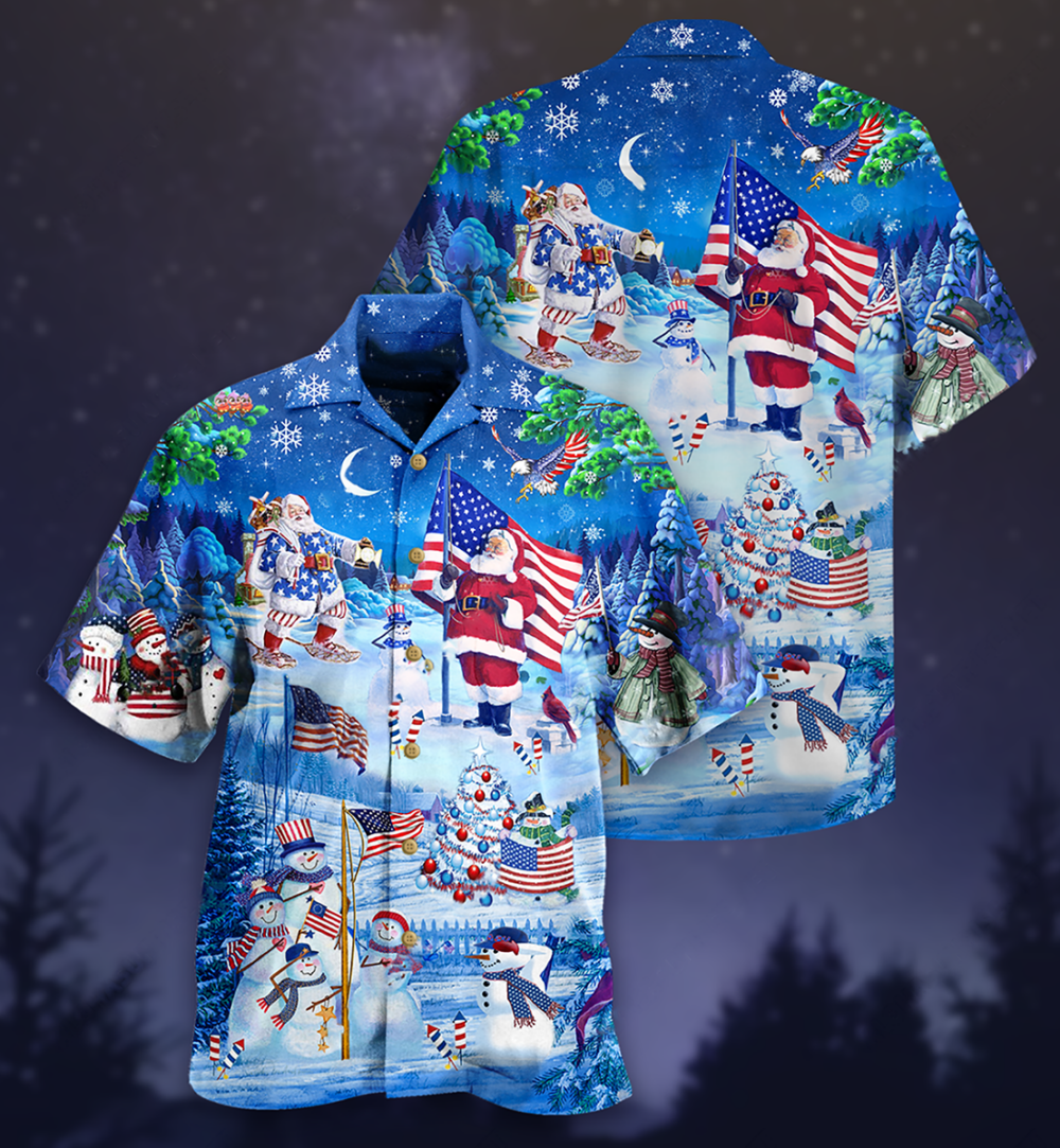 America Merry Xmas Santa Claus America - Hawaiian Shirt - Owl Ohh - Owl Ohh