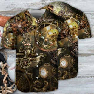 Octopus Steampunk Machine Metal Style - Baseball Jersey - Owl Ohh - Owl Ohh