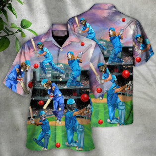 Dog Love Cricket Funny Lover Cricket And Dog - Hawaiian Shirt - Owl Ohh for men and women, kids - Owl Ohh