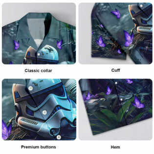 Starwars Stormtrooper In The Jungle With Purple Flowers - Hawaiian Shirt