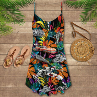 Star Wars Lego Ship Tropical - V-neck Sleeveless Cami Dress