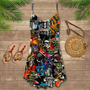 Starwars Highly Illogical Pattern - V-neck Sleeveless Cami Dress