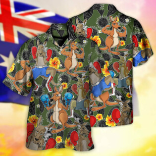Kangaroo Boxing Tropical Vibe Funny Art - Hawaiian Shirt - Owl Ohh for men and women, kids - Owl Ohh