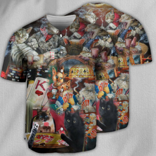 Poker Beautiful Cats Play Poker - Baseball Jersey - Owl Ohh - Owl Ohh
