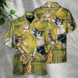 Cat Play Cricket Funny We Love Cricket - Hawaiian Shirt - Owl Ohh for men and women, kids - Owl Ohh