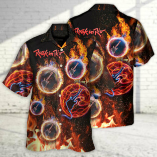 Rock In Rio With Fire Music Lover Amazing Style - Hawaiian Shirt - Owl Ohh for men and women, kids - Owl Ohh