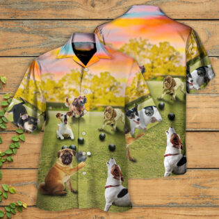 Lawn Bowling Dog Play In Yard - Hawaiian Shirt - Owl Ohh - Owl Ohh