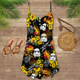 Star Wars Darth Vader Stormtrooper Helmet Autumn Wild Sunflowers - V-neck Sleeveless Cami Dress