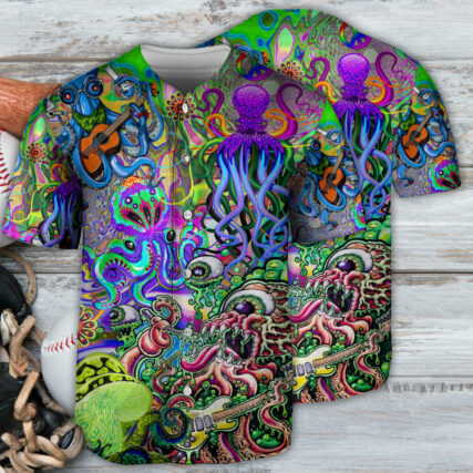 Octopus Hippie Colorful Art - Baseball Jersey - Owl Ohh - Owl Ohh