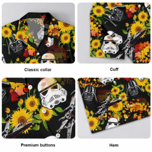 Star Wars Darth Vader Stormtrooper Helmet Autumn Wild Sunflowers - Hawaiian Shirt